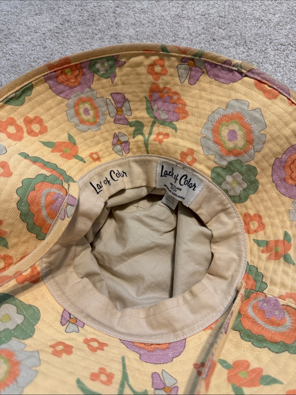 Lack Of Color Yellow Floral Sun Hat with Orange, Green & Purple Accents